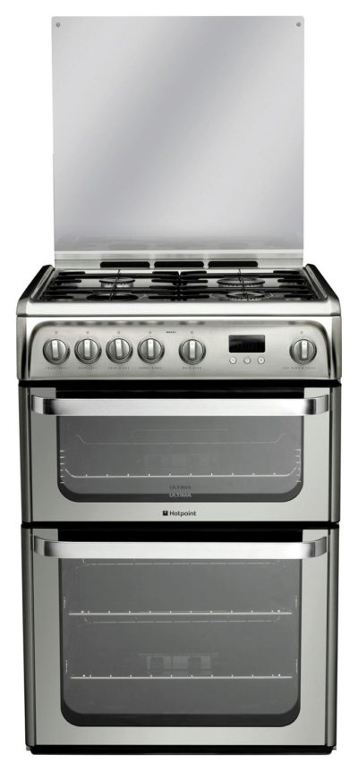 Hotpoint Ultima HUG61X Double Gas Cooker - Silver.